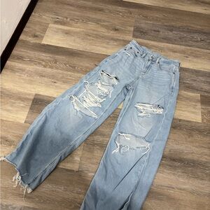 Stylish Ripped Light Blue Jeans